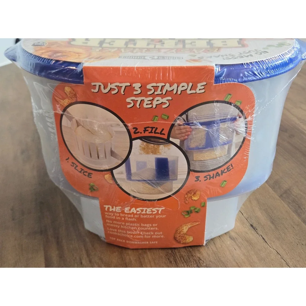 Cooks Choice Easy Shake Better Breader and Onion Blossom Maker Blue White‎ NEW